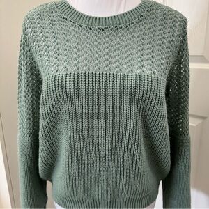 Boohoo Green Crew Neck Sweater with Chunky Knit
